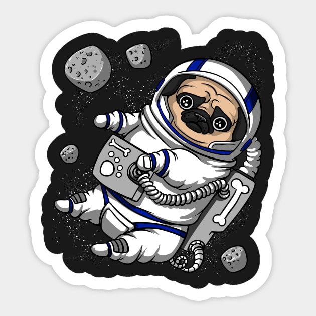 Pug Dog Space Astronaut Sticker by underheaven